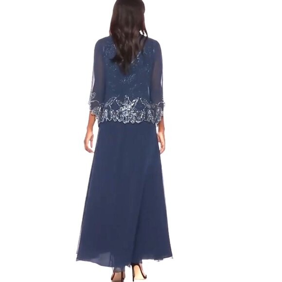 NWT J Kara Beaded Gown with Sheer Jacket, sz 18 - Picture 2 of 15